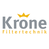Logo Krone (Grauer Schriftzug Krone, über dem o eine gelbe, stilisierte Krone, darunter in gelb und kleiner Filtertechnik)