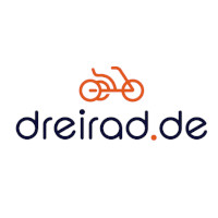 Logo dreirad.de (Schriftzug dreirad.de in abgerundeter, schwarter Schrift; der Punkt ist orange. Über dem Schriftzug ein orangenes Dreirad im Icon-Stil.