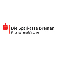 Logo Sparkasse Bremen (Links das rote Sparkassen-Zeichen (ein eckiges S mit Punkt darüber), dann ein roter senkrechter Strich. Rechts daneben zwei Zeilen Schrift: Die Sparkasse Bremen (Bremen fett geschrieben) und etwas kleiner darunter Finanzdienstleistung)